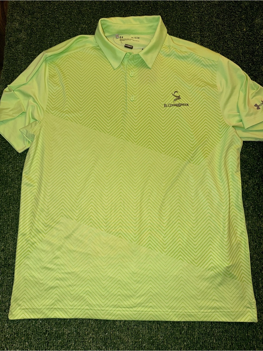 UnderArmour HeatGear Golf Polo Mens XL Green Short Sleeve El Conquistador Logo